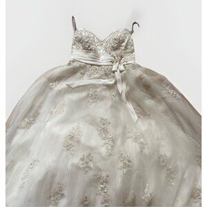 Alfred Angelo Wedding Dress Women’s Sz 22 White Bridal Gown Formal Lace Read